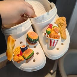 MAX Resign Ice cream poachers eggs burgers model food shoe buckles charms accessories decorations DIY for clog kids unisex gift