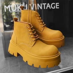 Korean style men fashion platform boots black white genuine leather shoes cowboy chunky boot spring autumn cool ankle botas mans