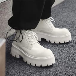 Korean style men fashion platform boots black white genuine leather shoes cowboy chunky boot spring autumn cool ankle botas mans
