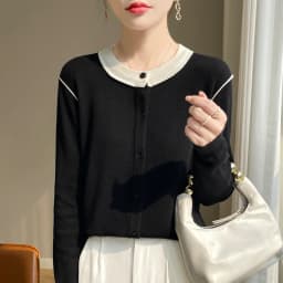 Thin Crew-Neck Women's Small Cardigan Texture Premium Wool + Mulberry Silk Cool Air Conditioning Sunscreen Shirt