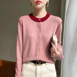 Thin Crew-Neck Women's Small Cardigan Texture Premium Wool + Mulberry Silk Cool Air Conditioning Sunscreen Shirt