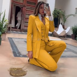 Luxury Green Striped Women Suit Double Breasted 3 Piece Jacket Vest Pants Female Clothing Slim Fit Formal Office Lady Blazer Set