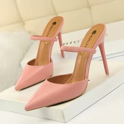 BIGTREE Women Simple High Heels Slingbacks Matte Leather Lady Slippers Sandals 10.5cm Office Pumps Elegant Pink White