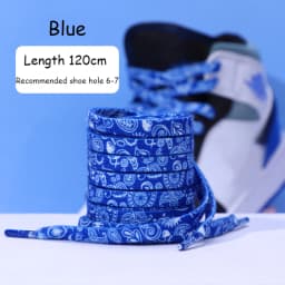 Cashew Flowers Shoelaces for Sneakers Women Men Flat Blue Hand-painted Sports Casual High Quality Basketball ShoesLaces 1 Pair