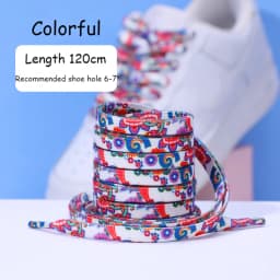 Cashew Flowers Shoelaces for Sneakers Women Men Flat Blue Hand-painted Sports Casual High Quality Basketball ShoesLaces 1 Pair