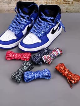 Cashew Flowers Shoelaces for Sneakers Women Men Flat Blue Hand-painted Sports Casual High Quality Basketball ShoesLaces 1 Pair