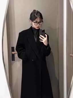 Coffee Colored Herringbone Patterned Woolen Coat, Women'S Autumn And Winter High-End Temperament, Loose Suit Jacket