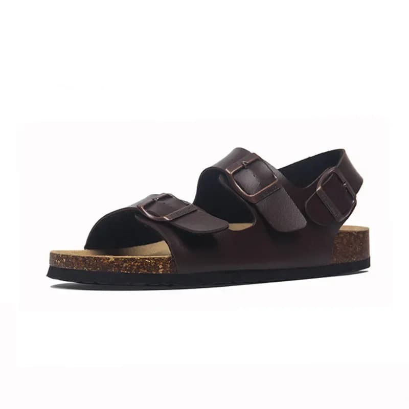 2026 New Summer Beach Cork Sandals Men Casual Outside Non-slip Black White Brown Double Buckle Sandalias Shoe Plus Size 35-43 44