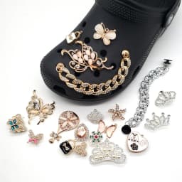 Shoe Charms Jewelry Flower Rhinestone Crystal Drill Hole Shoe Buckle Decorations Shoes Assessories Chain Girl Gift 1pcs