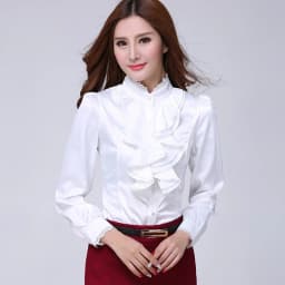 Blouse Shirt Women Fashion Blouses Pink Casual Shirts Elegant Ruffled Collar White Office Female Clothing Spring Tops 2022 New