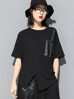 Amax luluE 2024 Korean Fashion Luxury Ladies Punk Tops Tees Womens Black Kawaii Clothes Patchwork Female Cotton Harajuku Tshirts