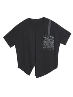 Amax luluE 2024 Korean Fashion Luxury Ladies Punk Tops Tees Womens Black Kawaii Clothes Patchwork Female Cotton Harajuku Tshirts