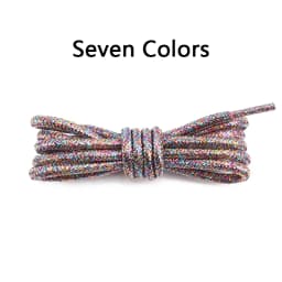 Round Shiny Shoelaces Metallic Glitter Shoe Laces Gold Silver Silk Shoes Lace Sports Casual Colorful Rainbow Gradient Shoelace