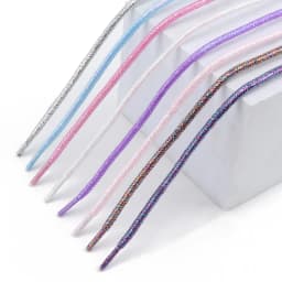 Round Shiny Shoelaces Metallic Glitter Shoe Laces Gold Silver Silk Shoes Lace Sports Casual Colorful Rainbow Gradient Shoelace