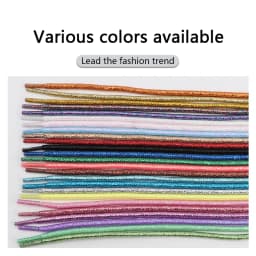 Round Shiny Shoelaces Metallic Glitter Shoe Laces Gold Silver Silk Shoes Lace Sports Casual Colorful Rainbow Gradient Shoelace