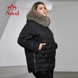 Astrid Women's Jacket Winter 2023 Plus Size Down Jackets Big Fur Collar Hooded Coat Women Parka Embossing Female Clothing 10526