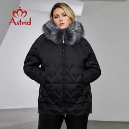 Astrid Women's Jacket Winter 2023 Plus Size Down Jackets Big Fur Collar Hooded Coat Women Parka Embossing Female Clothing 10526
