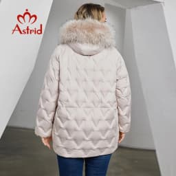 Astrid Women's Jacket Winter 2023 Plus Size Down Jackets Big Fur Collar Hooded Coat Women Parka Embossing Female Clothing 10526