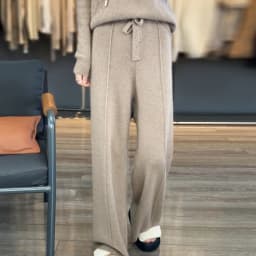 Wool Knitted Wide Leg Pants for Women in Autumn and Winter, with a Draping Feel and Straight Tube Wool Casual Woolen Pants