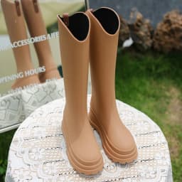 New 38cm Long Tube High Tube Women's Rain Boots PVC Outdoor Non-slip Fashion Rain Boot Comfortable Thick Bottom Waterproof Shoes