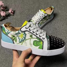 men luxury fashion rivets shoes lace-up embroidery flat shoe stage nightclub dress stylish youth sneakers personality footwear