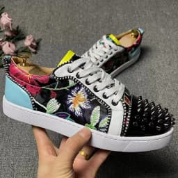men luxury fashion rivets shoes lace-up embroidery flat shoe stage nightclub dress stylish youth sneakers personality footwear