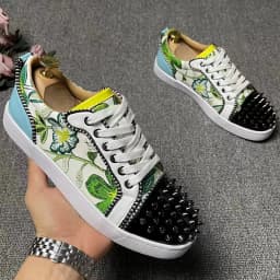 men luxury fashion rivets shoes lace-up embroidery flat shoe stage nightclub dress stylish youth sneakers personality footwear