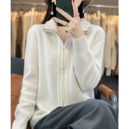 Autumn And Winter New Thick Two-Way Zipper Wool Cardigan Women's Loose Casual Sweater Solid Color Knitted Cashmere Coat
