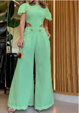 Sexy Hollow Out Ladies Jumpsuit Women's Clothing Summer New Fashion White Round Neck Casual Loose High Waist Wide Leg Jumpsuits