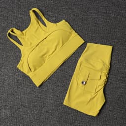 TRY TO BN Fitness Shorts Yoga Sports Bra Sets Women's Tracksuit Sportswear Workout High Waisted Leggings Cycling Gym Suit Pocket