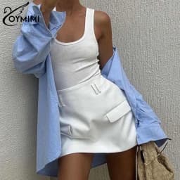 Oymimi Elegant White Simple Skirts For Women Fashion Hiah Waisted Straight Skirts Office Lady Spring Solid Mini Skirts Female