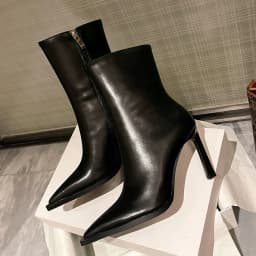 QUTAA 2027 Thin High Heels Women Ankle Boots Autumn Winter Genuine Leather Pointed Toe Shoes Woman Zipper Office Lady Size 34-39