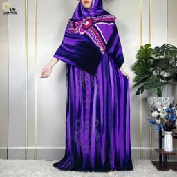 New Muslim Abayas Summer Party Dress Short Sleeve With Big Scarf Printing Floral Loose Cotton Maxi Islam Women African Clothing