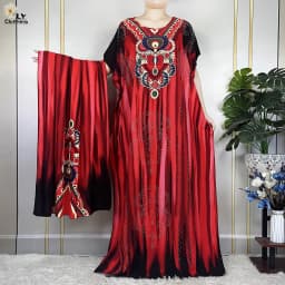 New Muslim Abayas Summer Party Dress Short Sleeve With Big Scarf Printing Floral Loose Cotton Maxi Islam Women African Clothing