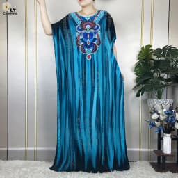 New Muslim Abayas Summer Party Dress Short Sleeve With Big Scarf Printing Floral Loose Cotton Maxi Islam Women African Clothing