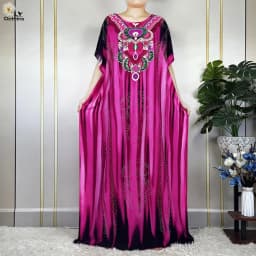 New Muslim Abayas Summer Party Dress Short Sleeve With Big Scarf Printing Floral Loose Cotton Maxi Islam Women African Clothing
