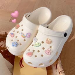 Cute Cartoon Animals Hole Shoe Charms Decoration Shoe Buckle Transparent Floral DIY Shoes Flower Accessories