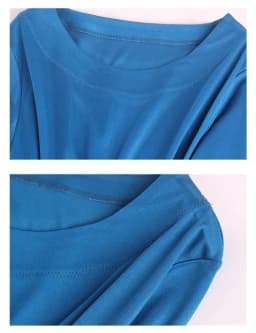 Birdtree Silk Blended Knitted Solid T-shirts, Slash Neck Loose Women's Casual Basics Tees, Fall Winter New Tops T39355QM