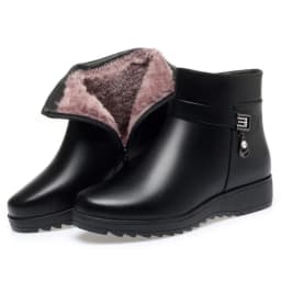 Autumn Winter Mum Warm Cotton Soft Shoes Women Fleece Side Zip Thick Bottom Short Boots Leisure Round Head Flats Boots