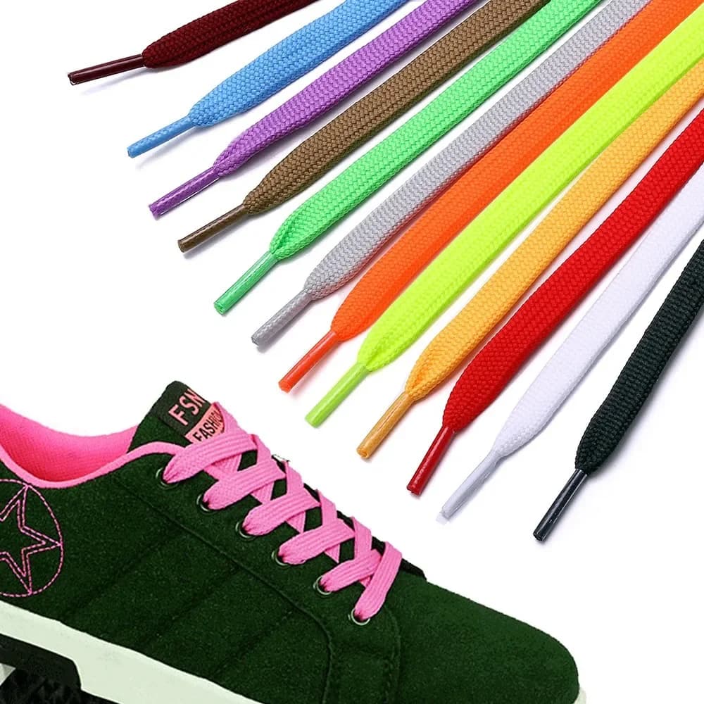 1Pair Flat Classic Thicken Shoelace Double Layer Flat Shoelaces for Sneakers Running Sports Basketball Shoe Laces Casual Strings
