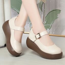 Spring Fashion Wedge Round Toe Soft Bottom Lolita Shoes Women Cute Vintage Mary Jane Shoes Chunky College Student Shoes