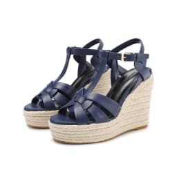 2024 New Women's Summer Cowhide High Heel Anti Slip Sandals Outdoor Banquet Party Luxury Slope Heel Sandals Handmade Hemp Rope