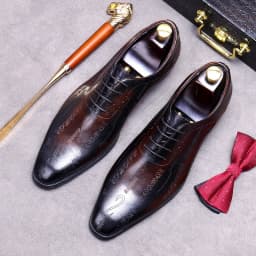 Men's Business Dress Leather Shoes Genuine Leather Shoes Full Cowhide British Laser Engraving Pattern Men's Wedding Shoes 37-46