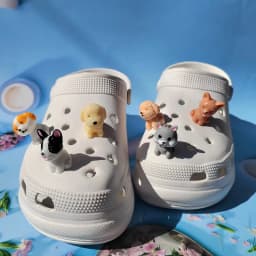 New Cute Six Little Dog Resin Shoe Charms Decoration for Child Clogs DIY Parts Womens Slippers Pins Shoe Accessories