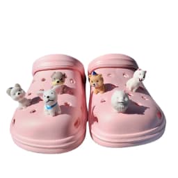 New Cute Six Little Dog Resin Shoe Charms Decoration for Child Clogs DIY Parts Womens Slippers Pins Shoe Accessories