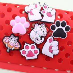 Single Sale 1pcs Shoe Charms Cute Pink Cat's Paw White Cat Slipper Accessories PVC Shoes Ornament For Boys Girls Party Present
