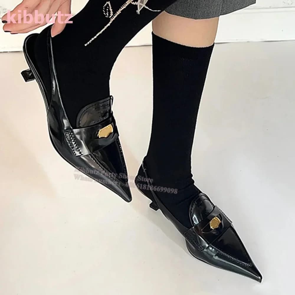 French Retro Single Shoes Pointed Toe Kitten Heel Genuine Leather Mixed Color Shallow Slip-On Fashion Sexy Elegant Women Shoes