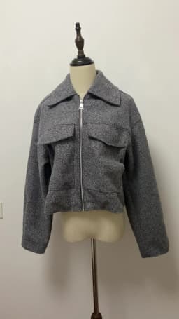 2026 Autumn Woman Casual Gray Loose Woolen Jacket Female Fashion Solid Turn Down Collar Jackets Girls Warm Zipper Outwear