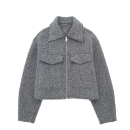 2026 Autumn Woman Casual Gray Loose Woolen Jacket Female Fashion Solid Turn Down Collar Jackets Girls Warm Zipper Outwear