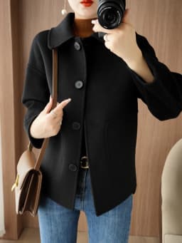 100% Pure Wool Woolen Overcoat Women's Short Korean Style Loose Double-Sided Woolen Coat Small Outer Wear Cashmere Thick